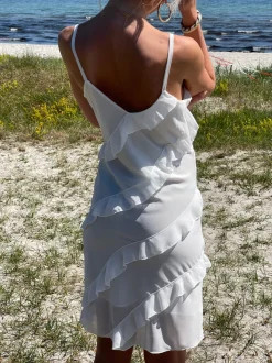Design By Si Bettie kjole med flæser - Hvid New