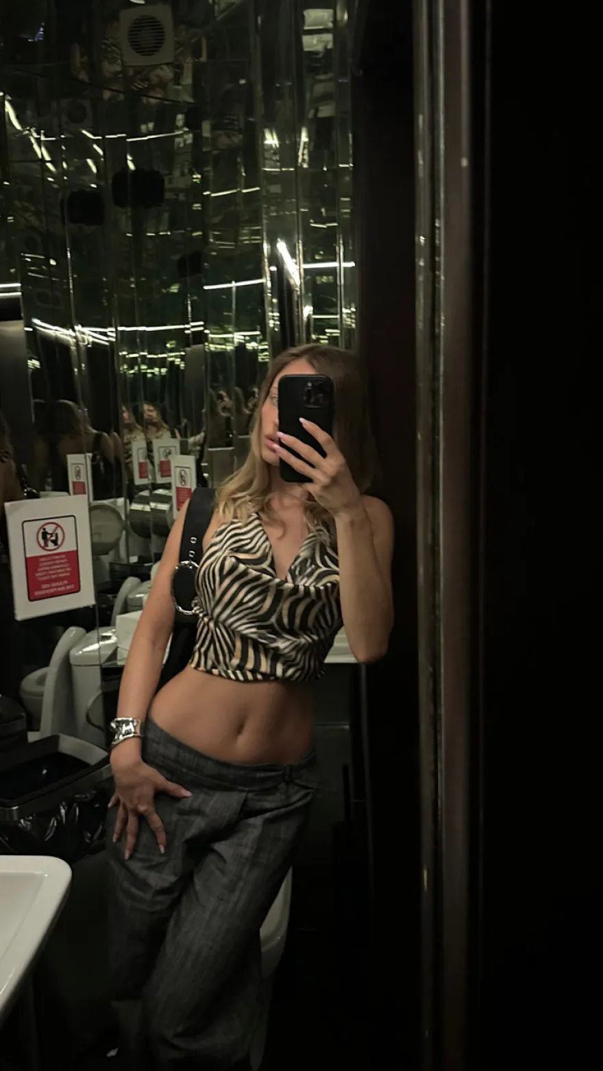 Design By Si Blancine top med zebraprint - Sort/beige Clearance