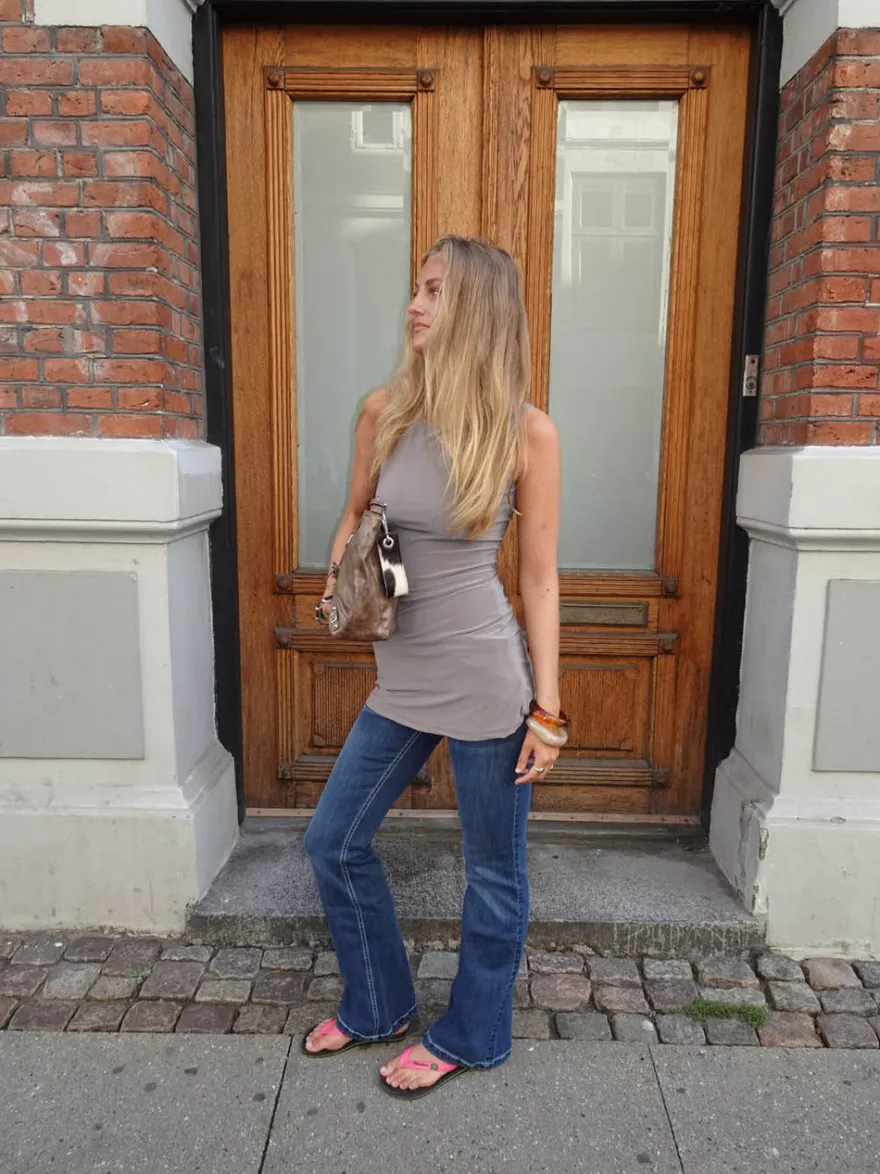 Design By Si Bobby bootcut jeans - Blå denim New