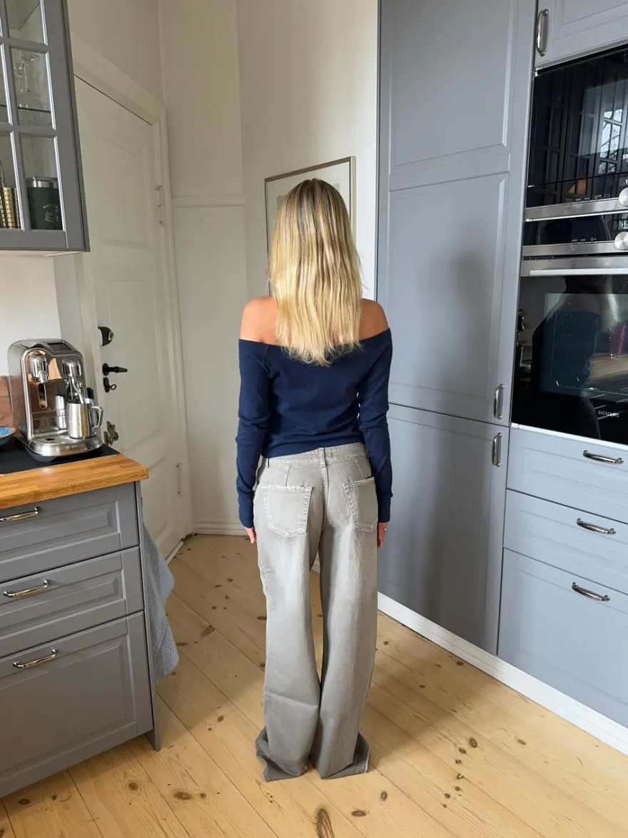 Design By Si Boston off-shoulder bluse - Blå Discount