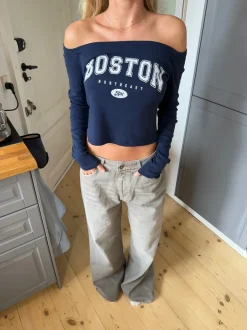 Design By Si Boston off-shoulder bluse - Blå Discount
