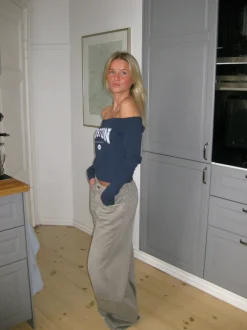 Design By Si Boston off-shoulder bluse - Blå Discount