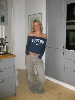 Design By Si Boston off-shoulder bluse - Blå Discount