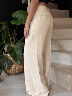 Design By Si Britney lavtaljede suit bukser - Beige Outlet