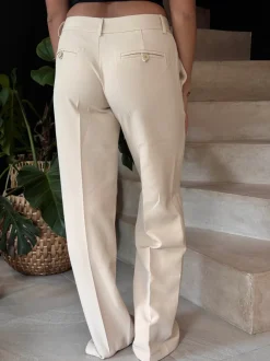 Design By Si Britney lavtaljede suit bukser - Beige Outlet
