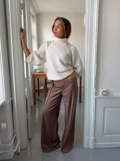 Design By Si Buka bukser med bindebånd og striber - Brun Best