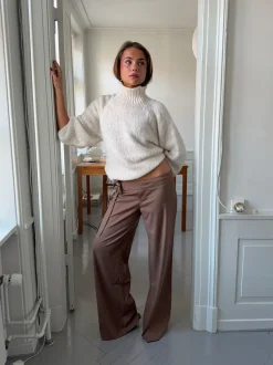 Design By Si Buka bukser med bindebånd og striber - Brun Best