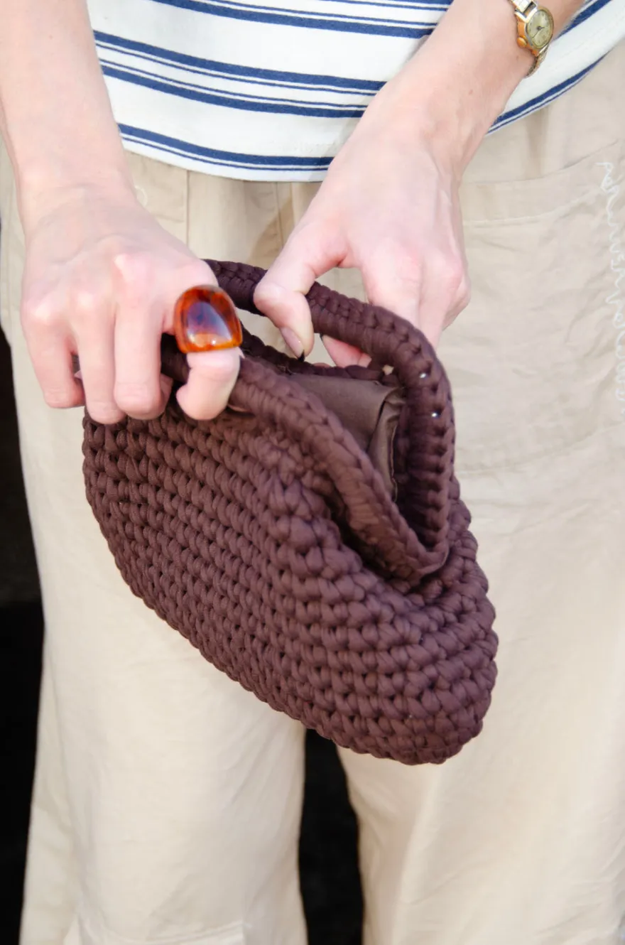 Design By Si Calia hæklet clutch - Brun Clearance