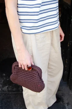 Design By Si Calia hæklet clutch - Brun Clearance