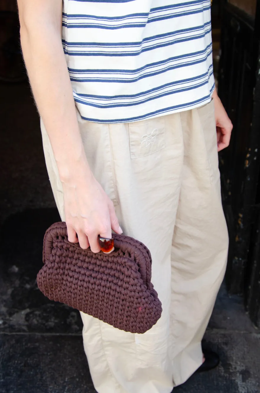 Design By Si Calia hæklet clutch - Brun Clearance
