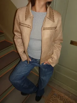 Design By Si Camela jakke med nitter - Beige Hot