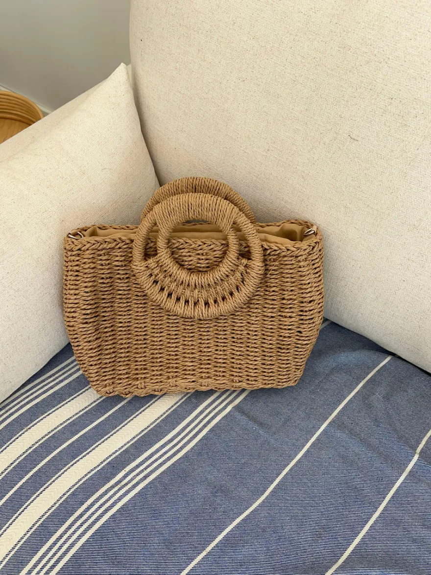 Design By Si Capua flettet taske med strop - Beige Outlet