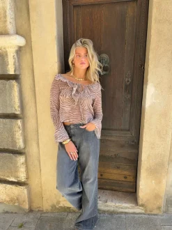 Design By Si Capucine bluse med zebraprint - Brun Outlet