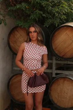 Design By Si Catalina one shoulder top med polkaprikker - Rød/hvid Best