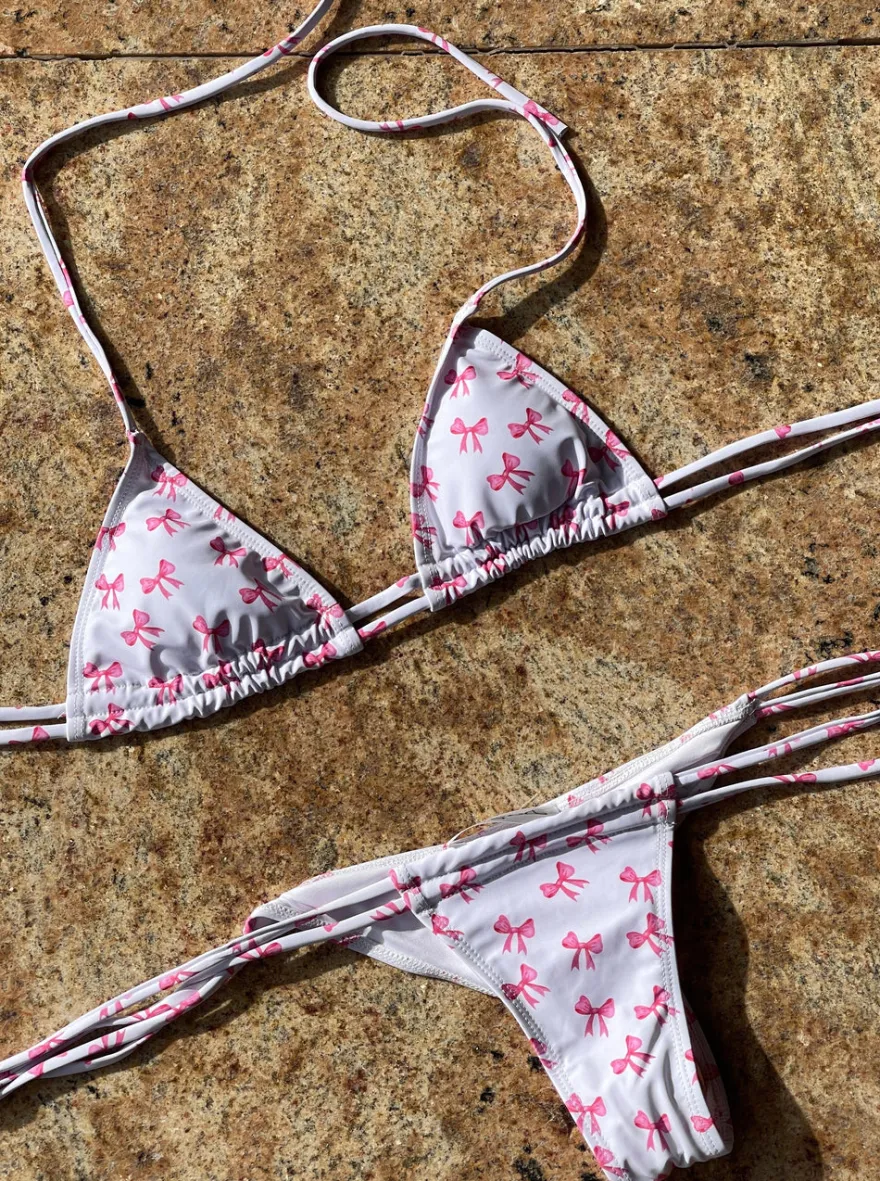 Design By Si Caterina bikini med sløjfer - Hvid/pink