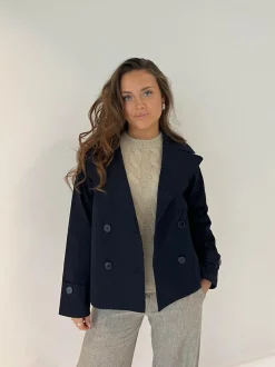 Design By Si Catinka kort trenchcoat - Navy