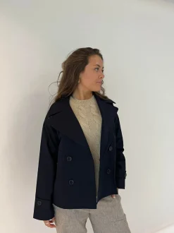 Design By Si Catinka kort trenchcoat - Navy