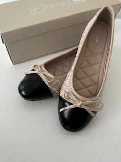 Design By Si Cetinje ballerina sko med skøjfe - Beige Hot