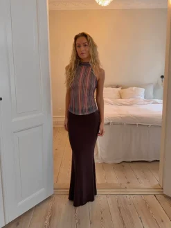 Design By Si Chifona maxinederdel - Brun Sale
