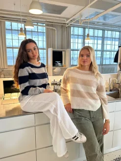 Design By Si Christelle striktrøje med striber - Beige/off white Sale