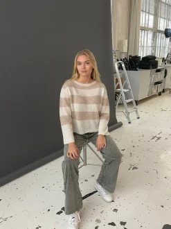 Design By Si Christelle striktrøje med striber - Beige/off white Sale