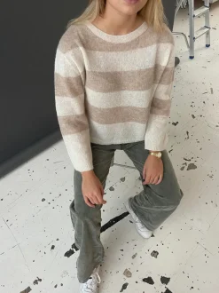 Design By Si Christelle striktrøje med striber - Beige/off white Sale