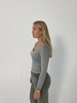 Design By Si Christine langærmet bluse - Grå Discount