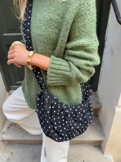 Design By Si Cia skuldertaske med polka prikker - Sort New