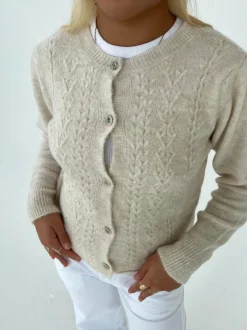 Design By Si Cilla strikket cardigan - Beige Sale