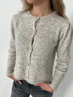 Design By Si Cilla strikket cardigan - Lysegrå