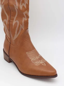 Design By Si Cille cowboystøvler i imiteret læder - Brun Online