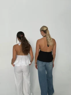 Design By Si Cleo hørtop med åben ryg - Hvid Clearance