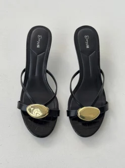Design By Si Cleopatra minihæle med gulddetalje - Sort Clearance