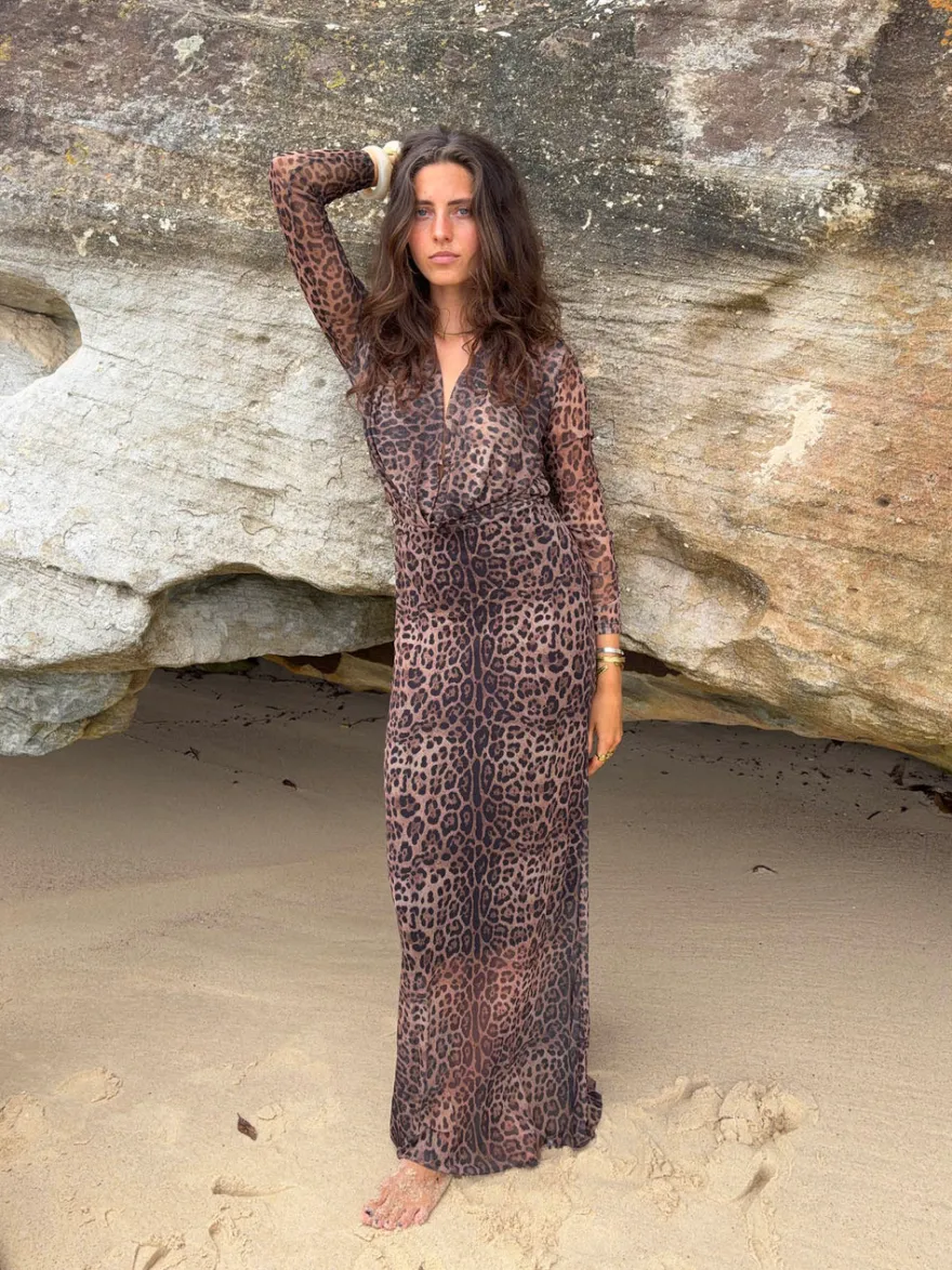Design By Si Colua kjole i leopard print - Brun Discount