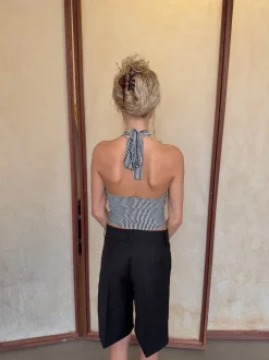 Design By Si Debby halterneck top med striber - Sort/hvid Hot