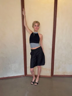 Design By Si Debby halterneck top med striber - Sort/hvid Hot