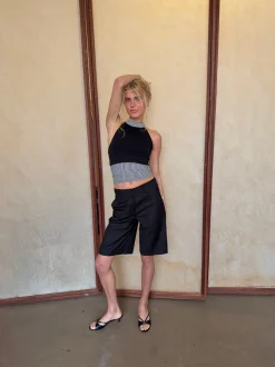 Design By Si Debby halterneck top med striber - Sort/hvid Hot