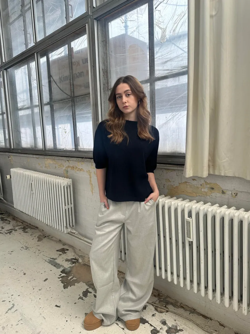 Design By Si Donna oversized glimmer bukser - Lysegrå Hot