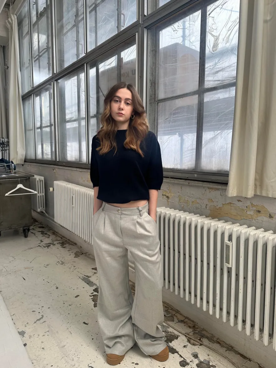Design By Si Donna oversized glimmer bukser - Lysegrå Hot