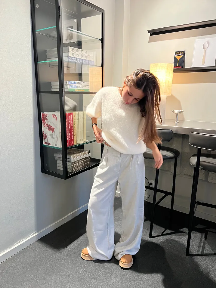 Design By Si Donna oversized glimmer bukser - Lysegrå Hot