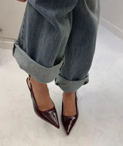 Design By Si Donnatella slingback hæle - Mørkerød Clearance
