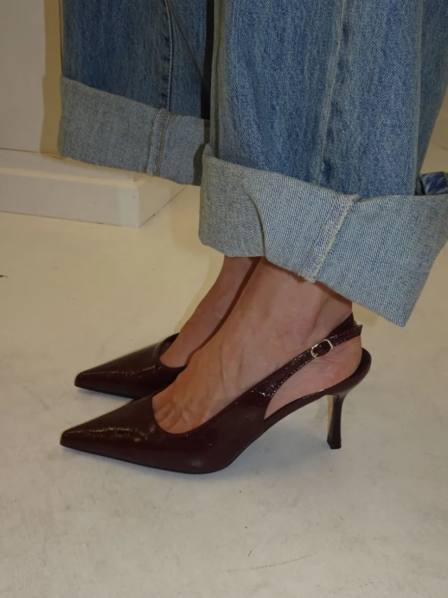 Design By Si Donnatella slingback hæle - Mørkerød Clearance