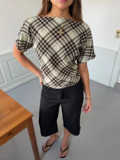 Design By Si Ea top med åben ryg - Brun/grøn Hot