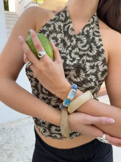 Design By Si Ebony armbånd med striber - Blå Best