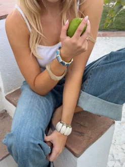 Design By Si Ebony armbånd med striber - Blå Best