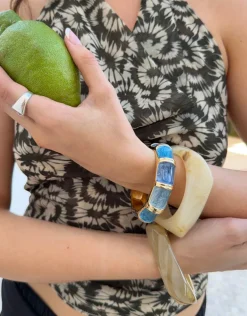 Design By Si Ebony armbånd med striber - Blå Best