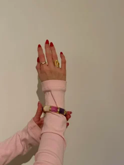Design By Si Ebony armbånd med striber - Lilla/rosa/hvid