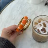 Design By Si Ebony armbånd med striber - Orange/guld Discount
