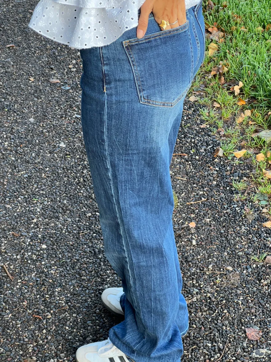 Design By Si Edelina flare jeans - Blå denim Sale