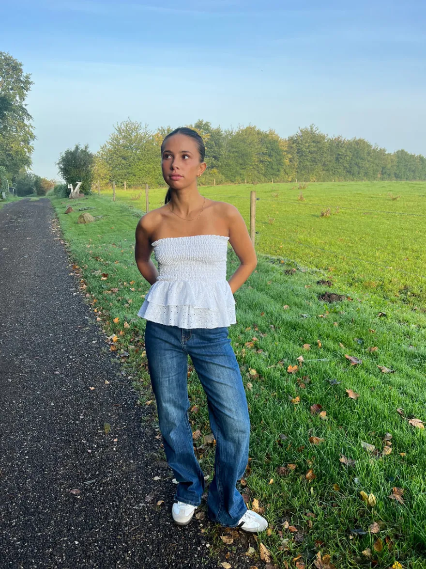 Design By Si Edelina flare jeans - Blå denim Sale
